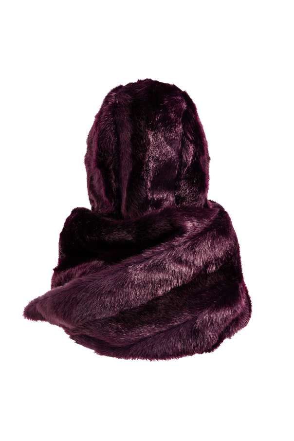 マフラー・ストール Burberry SS24 Eco fur hooded scarf (8079141 CLOVE) Burberry Eco fur hooded scarf | The Fashion Square
